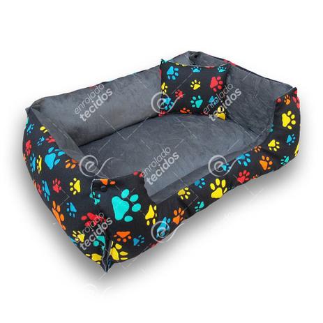 Caminha PET Luxo Dupla Face em Tecido Gorgurinho Preto e Suede Cinza - Enrolado tecidos Menor preço em Caminha PET Luxo Dupla Face em Tecido Gorgurinho Preto e Suede Cinza - Enrolado tecidos