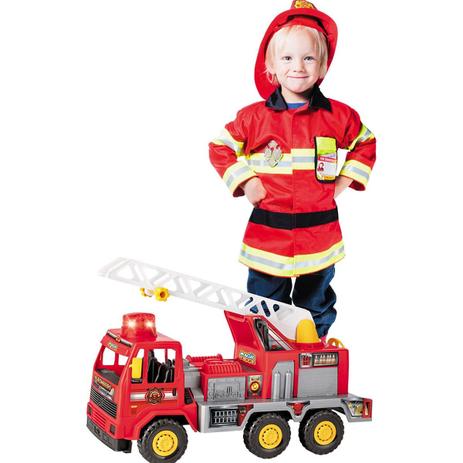 Caminhão De Bombeiro Fire infantil Carrinho com Som e luzes Vermelho - Magic toys Menor preço em Caminhão De Bombeiro Fire infantil Carrinho com Som e luzes Vermelho - Magic toys