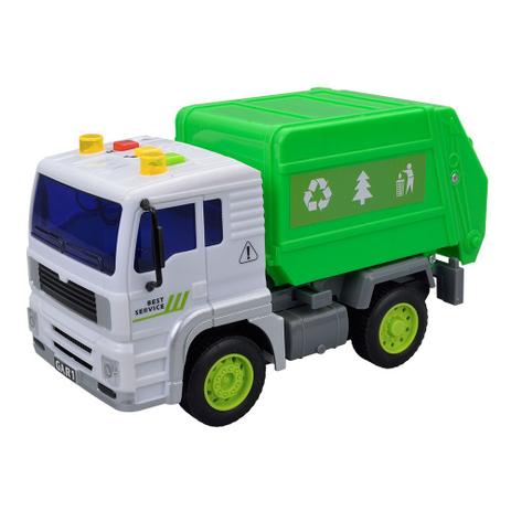 Caminhão Fricção Coleta de Lixo Lixeiro Som e Luz - DM TOYS Menor preço em Caminhão Fricção Coleta de Lixo Lixeiro Som e Luz - DM TOYS