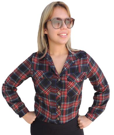 blusa feminina xadrez manga longa