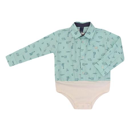 Camisa-Body Masculino Bebê Manga Longa Verde - 1+1 Menor preço em Camisa-Body Masculino Bebê Manga Longa Verde - 1+1