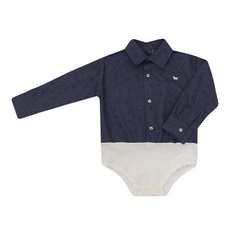 Camisa-Body Masculino Infantil Manga Longa Azul - 1+1 Menor preço em Camisa-Body Masculino Infantil Manga Longa Azul - 1+1