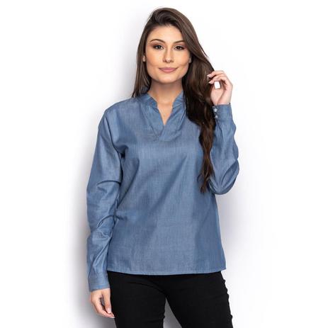 blusa de manga comprida jeans feminina