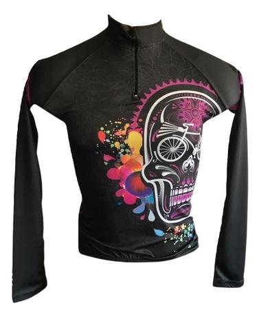 camisa ciclismo feminina caveira