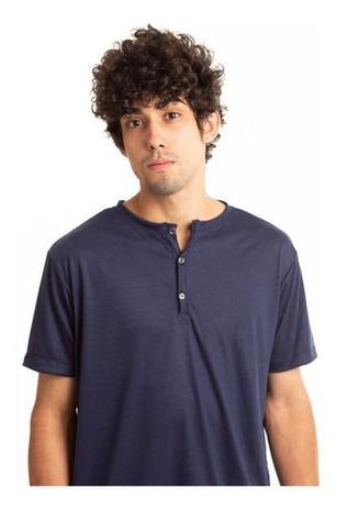 camiseta masculina gola henley