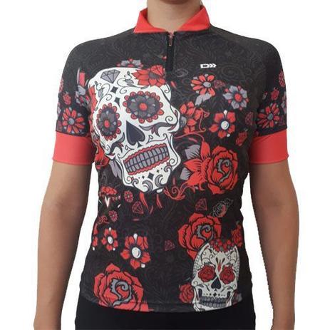 camisa ciclismo feminina caveira