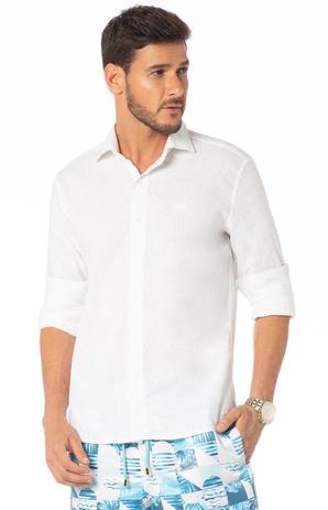 camisa linho masculina manga longa