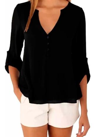camisa manga longa viscose feminina