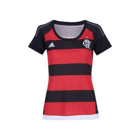 Camisa Feminina Flamengo I 2015 s/nº adidas Menor preço em Camisa Feminina Flamengo I 2015 s/nº adidas