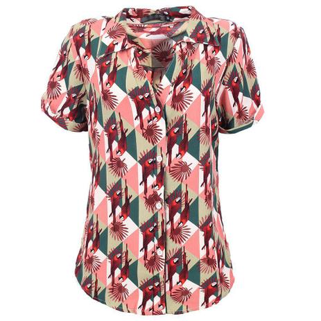 camiseta de botão feminina