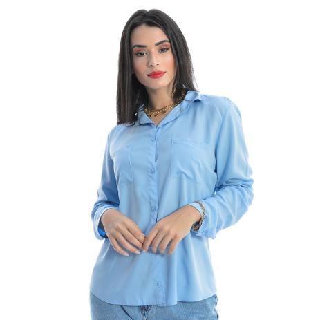 Camisa Feminina Social Manga Longa Azul Bebe - Fernanda Ramos Store
