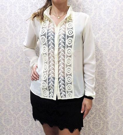 Camisa Feminina Social Renda Com Manga Longa Linda - COLLECTION - Camisa  Feminina - Magazine Luiza