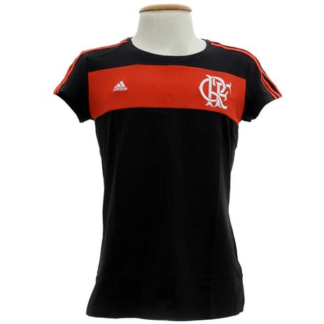 Camisa Flamengo Feminina Algodão Adidas Preta Menor preço em Camisa Flamengo Feminina Algodão Adidas Preta