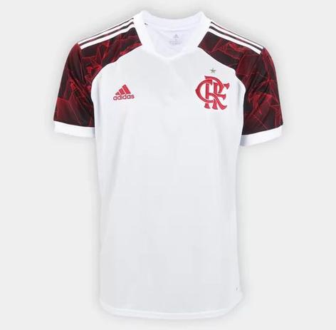 Camisa Flamengo II 21-22 s-n Torcedor Masculina Branco e Vermelho Menor preço em Camisa Flamengo II 21-22 s-n Torcedor Masculina Branco e Vermelho