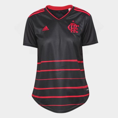 Camisa Flamengo III 20/21 s/n° Torcedor Adidas Feminina – Preto+Vermelho