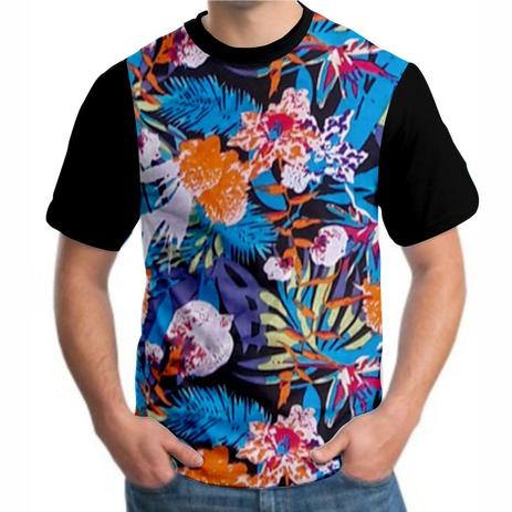 camisa de malha floral masculina