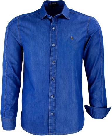 camisa jeans infantil masculina manga longa