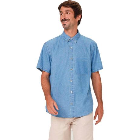 Camisa Jeans Masculina Com Bolso Aplicado - hering Menor preço em Camisa Jeans Masculina Com Bolso Aplicado - hering