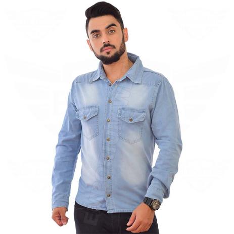 camisa jeans azul claro