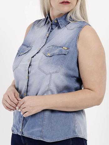 Camisa jeans regata feminina Clearance