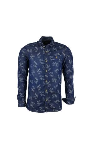 camisa jeans estampada masculina