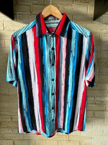 camisa viscose feminina listrada