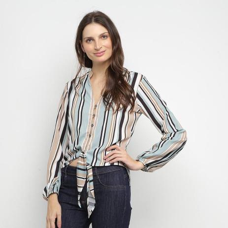 camisa manga longa estampada feminina