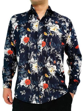 camisa social manga longa masculina estampada