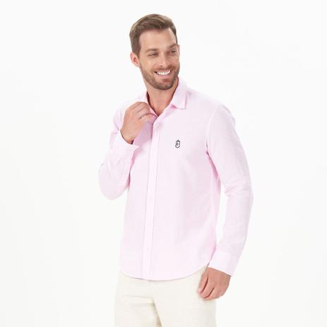 camisa rosa manga longa