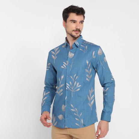 Camisa Manga Longa Milano Flame Estampada Masculina Menor preço em Camisa Manga Longa Milano Flame Estampada Masculina