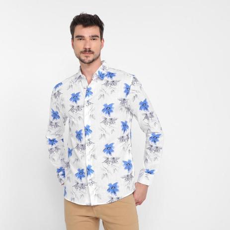camisa florida manga comprida