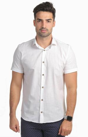 Camisa masculina branca manga curta Clearance
