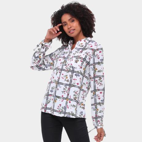 camisa manga longa florida feminina