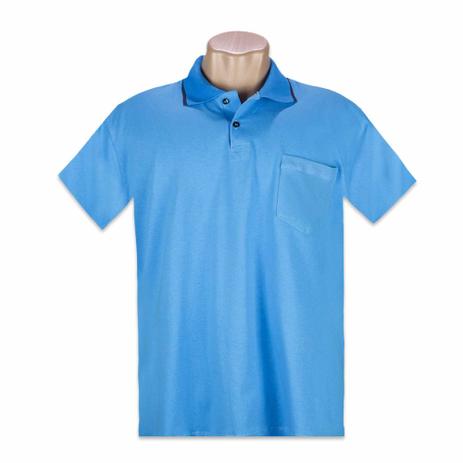 camisa polo azul com bolso