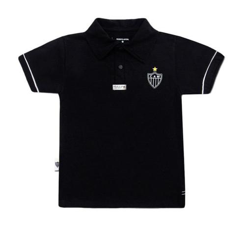 Camisa Polo Infantil Atlético MG Preta Oficial - Revedor Menor preço em Camisa Polo Infantil Atlético MG Preta Oficial - Revedor
