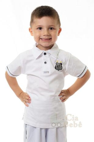 Camisa Polo Infantil Santos Branca Oficial - Revedor Menor preço em Camisa Polo Infantil Santos Branca Oficial - Revedor
