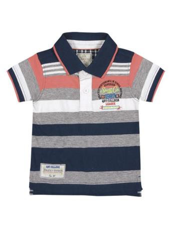 Camisa Polo Manga Curta em Meia Malha Listrada Quimby Menor preço em Camisa Polo Manga Curta em Meia Malha Listrada Quimby