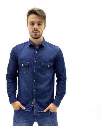 camisa de manga comprida jeans masculina