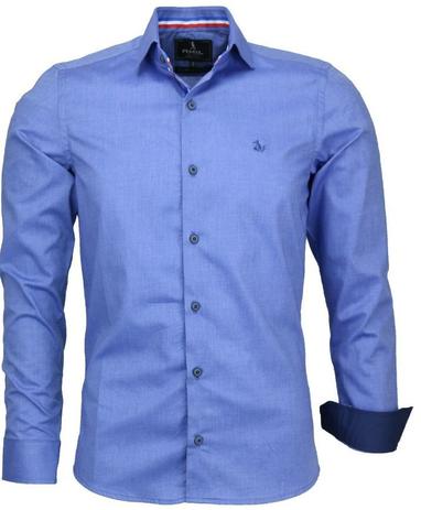 camisa social slim azul