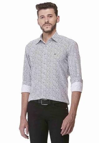camisa social estampada manga longa