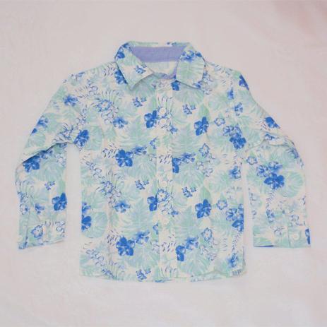 camisa social manga longa floral