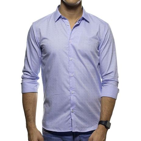 Camisa Social King e Joe Poa Azul Claro Regular Fit Menor preço em Camisa Social King e Joe Poa Azul Claro Regular Fit