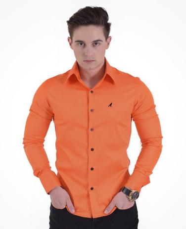 Camisa Social Laranja Masculina Super Slim - Hórus oficial Menor preço em Camisa Social Laranja Masculina Super Slim - Hórus oficial