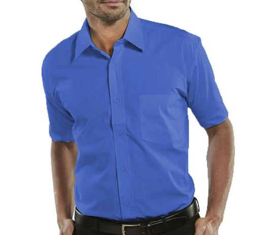 camisa social azul manga curta