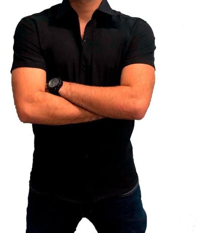 camisa manga curta slim masculina