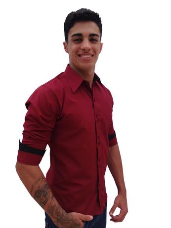 camisa social masculina marsala