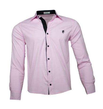 blusa social masculina rosa bebe