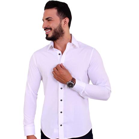 camisa social branca com detalhes