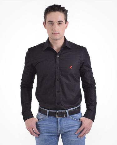 Camisa Social Masculina Slim Preta - Hórus oficial Menor preço em Camisa Social Masculina Slim Preta - Hórus oficial