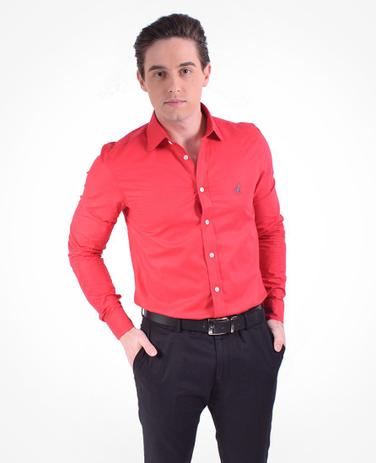 Camisa Social Masculina Slim Vermelha - Levok Menor preço em Camisa Social Masculina Slim Vermelha - Levok